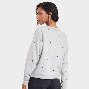 Women's Embroidered Fleece Sweatshirt -
Universal Thread Gray Hearts